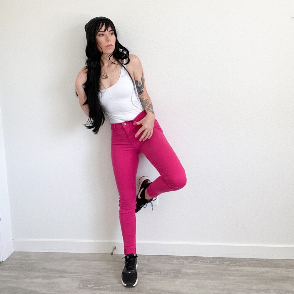 J Brand 485 Mid-Rise Super Skinny Jeans Wildflower
